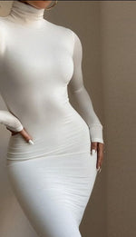 Winter Solid Casual Basic Black White Bodycon - Sabreeonline