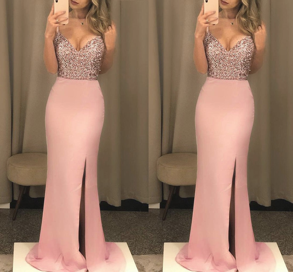 Fashion Women Sequins Long Party Ball Gown - Sabreeonline