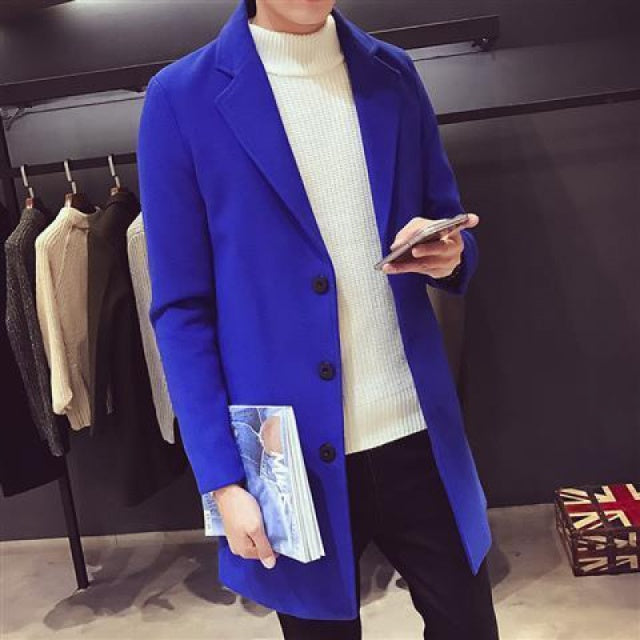 Fashion Men Wool Blends Mens Casual Business Trench Coat Mens Leisure Overcoat Male Punk Style Blends Dust Coats Jackets - Sabreeonline
