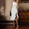 Dress One Shoulder Party Ruffles - Sabreeonline