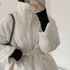 Winter Thick Cotton Padded Coats Women Single-breasted Zippers Lace-up - Sabreeonline