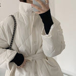 Winter Thick Cotton Padded Coats Women Single-breasted Zippers Lace-up - Sabreeonline