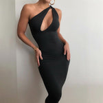 One Shoulder Midi Party Dresses - Sabreeonline