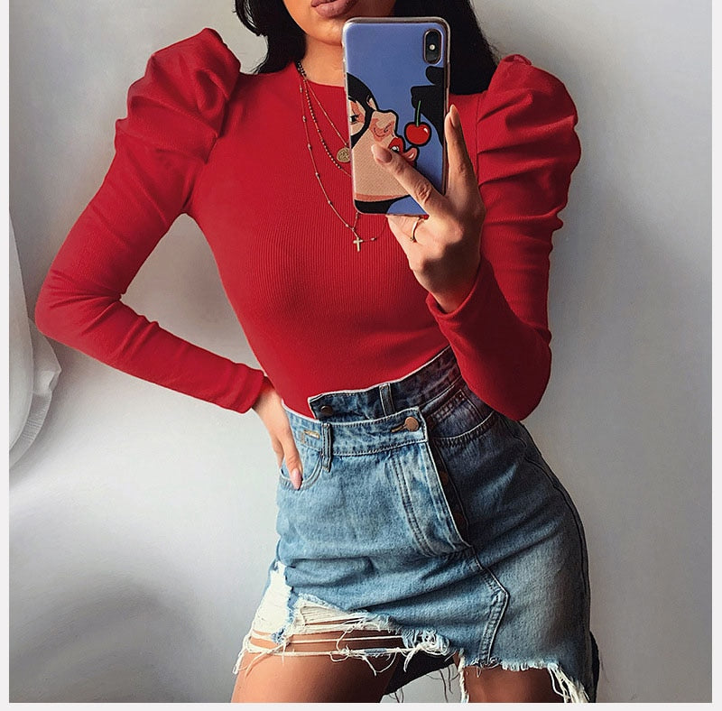 Bodycon Bodysuit Fashion Casual Solid Knitted Long Sleeve Body Tops - Sabreeonline