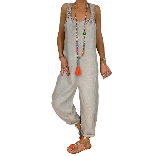 Women Solid Color Overall Sleeveless - Sabreeonline