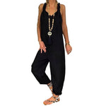 Women Solid Color Overall Sleeveless - Sabreeonline
