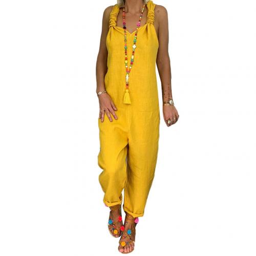 Women Solid Color Overall Sleeveless - Sabreeonline