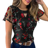 Embroidery Floral Print Blouse - Sabreeonline