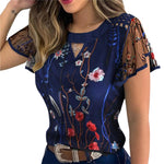 Embroidery Floral Print Blouse - Sabreeonline