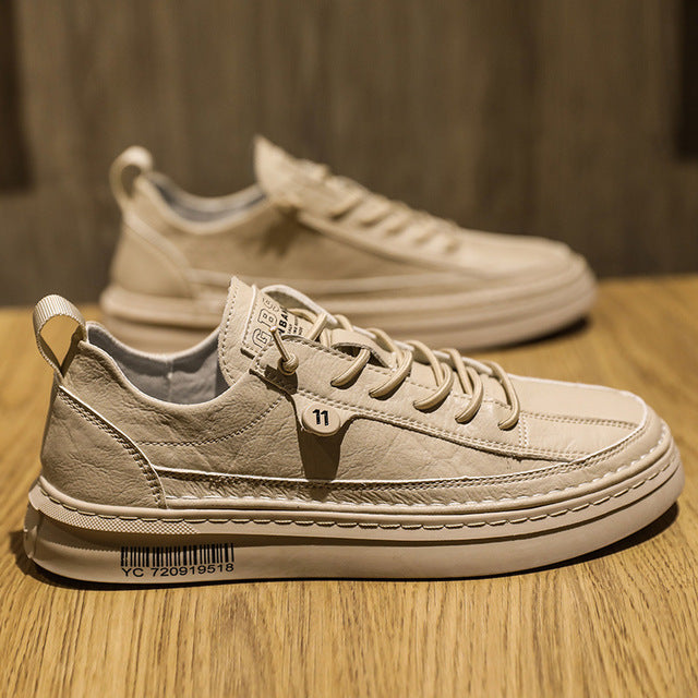 Casual PU Leather Shoe Trend Flats Shoes Waterproof - Sabreeonline