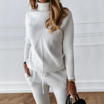 Winter Tracksuit Turtleneck Sweater and Elastic Suits - Sabreeonline