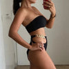 High Waist Chain Bandeau Set - Sabreeonline