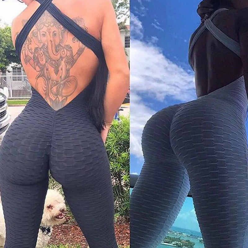 Halter Women Tracksuit High Waist Sport Backless Top - Sabreeonline