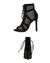 Mesh Women Boots Floral Lace-Up Thin High Heels Ankle Pointed Toed - Sabreeonline