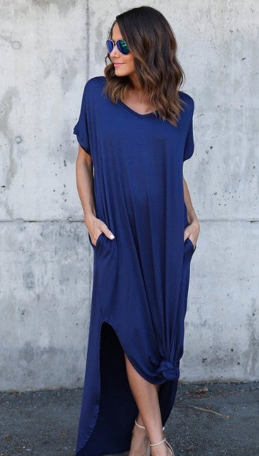 Casual Short Sleeve Maxi Dress - Sabreeonline