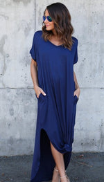 Casual Short Sleeve Maxi Dress - Sabreeonline
