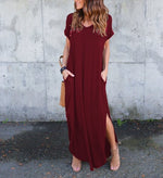 Casual Short Sleeve Maxi Dress - Sabreeonline