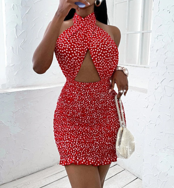 Cross Mini Sheath Dress - Sabreeonline