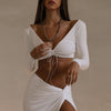 Outfits Top and Skirt Set Long Sleeve Bodycon Split - Sabreeonline
