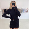 Sexy Party Long Sleeve Mini Dress Women High Neck Purple Black Ruffles Beach Dresses - Sabreeonline
