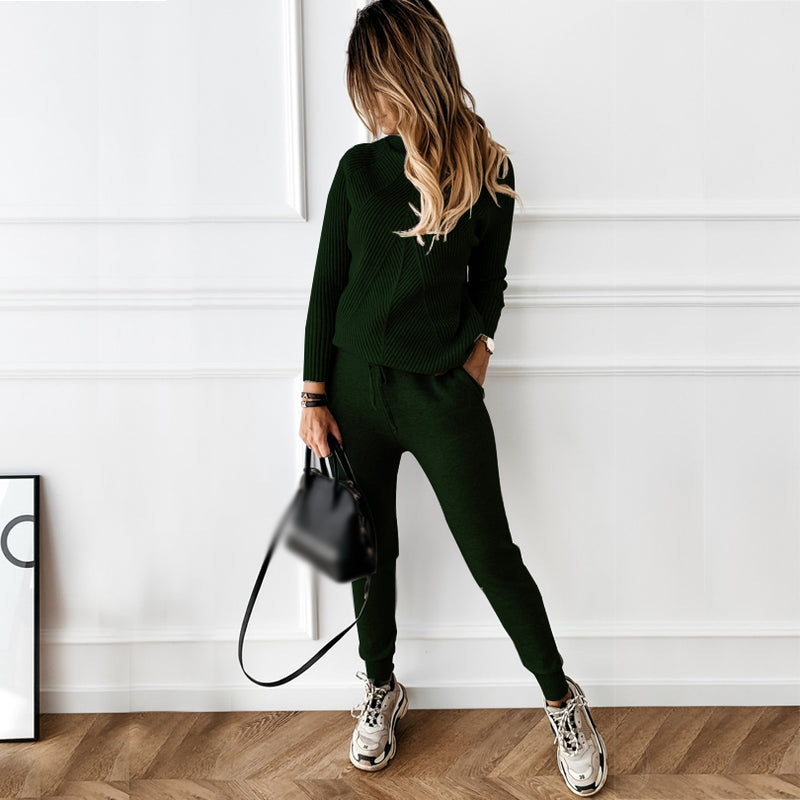 Winter Tracksuit Turtleneck Sweater and Elastic Suits - Sabreeonline