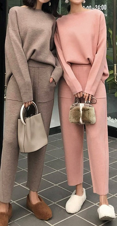 Winter Casual Thick Sweater Tracksuits O-neck - Sabreeonline