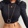 Bodycon Bodysuit Fashion Casual Solid Knitted Long Sleeve Body Tops - Sabreeonline