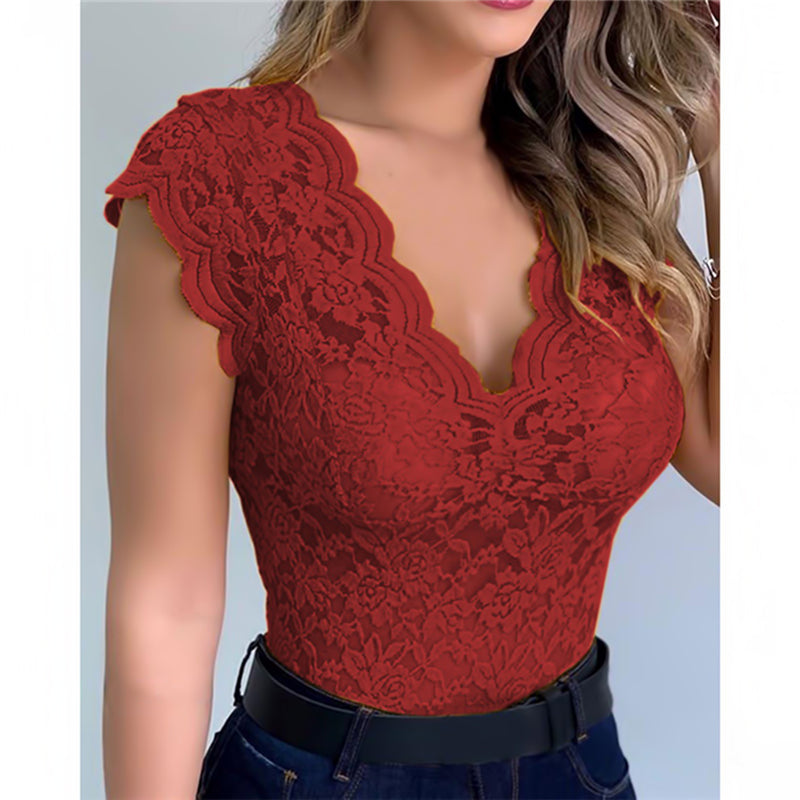 Lace Cami Bralette Crochet Vest Casual Solid Color - Sabreeonline