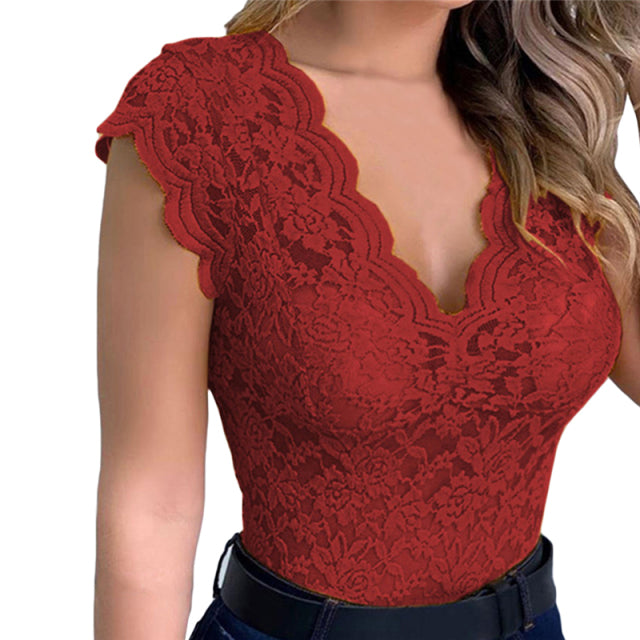 Lace Cami Bralette Crochet Vest Casual Solid Color - Sabreeonline