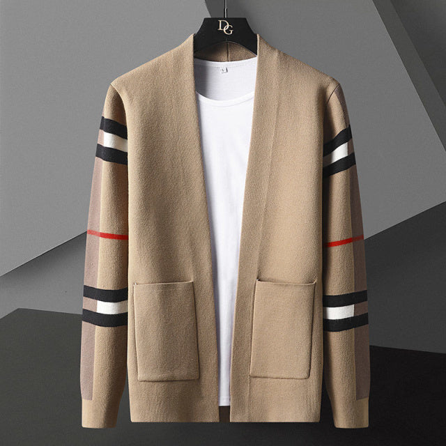 Men Cardigan Spliced Color - Sabreeonline
