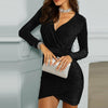 Mini Dress Long Sleeve Silk Shiny Glitter Dress - Sabreeonline