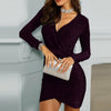 Mini Dress Long Sleeve Silk Shiny Glitter Dress - Sabreeonline