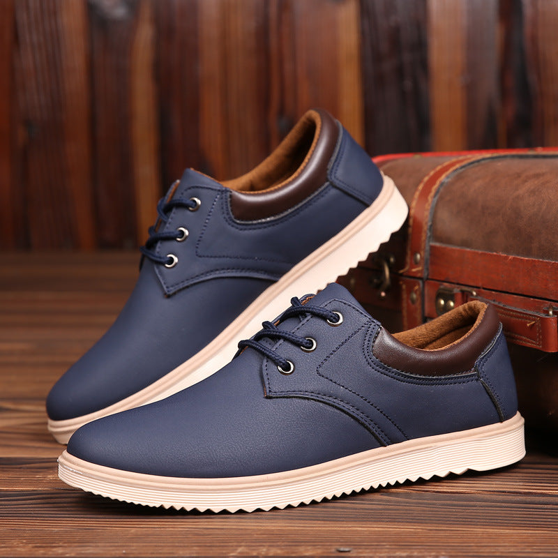 Men Leather Casual Shoes Comfortable Flat Shoes - Sabreeonline