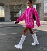 Mini Sweater Dress Oversized Sweater - Sabreeonline