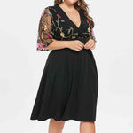 Casual Floral Short Sleeve V-neck Dress - Sabreeonline