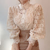 Petal Sleeve Stand Collar Hollow Out Flower Lace - Sabreeonline