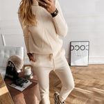 Winter Tracksuit Turtleneck Sweater and Elastic Suits - Sabreeonline