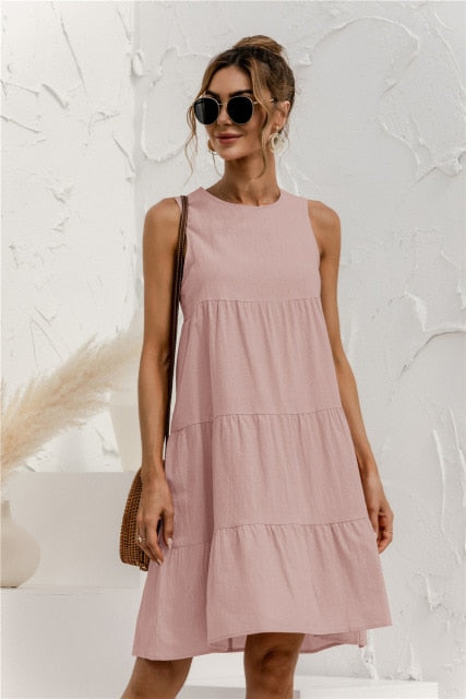 Stitching Large Swing Casual Loose Sundress - Sabreeonline