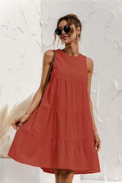 Stitching Large Swing Casual Loose Sundress - Sabreeonline