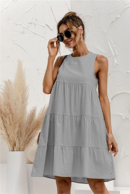 Stitching Large Swing Casual Loose Sundress - Sabreeonline