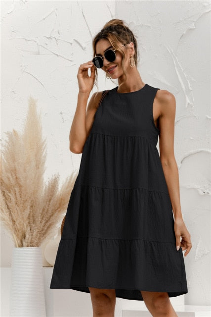 Stitching Large Swing Casual Loose Sundress - Sabreeonline