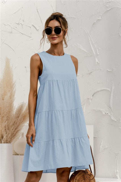 Stitching Large Swing Casual Loose Sundress - Sabreeonline