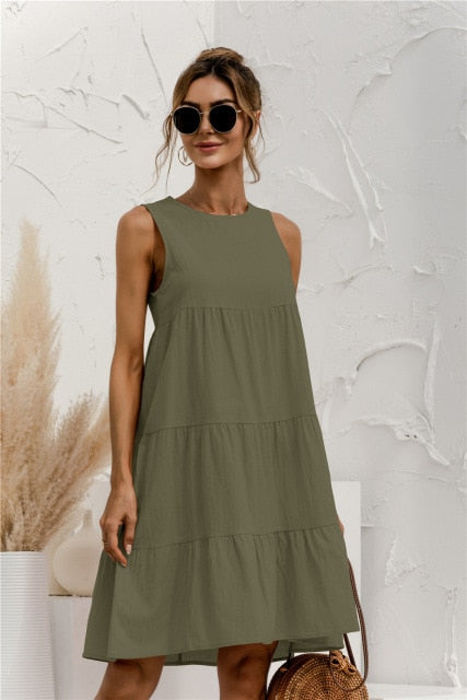 Stitching Large Swing Casual Loose Sundress - Sabreeonline
