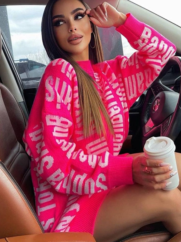 Mini Sweater Dress Oversized Sweater - Sabreeonline