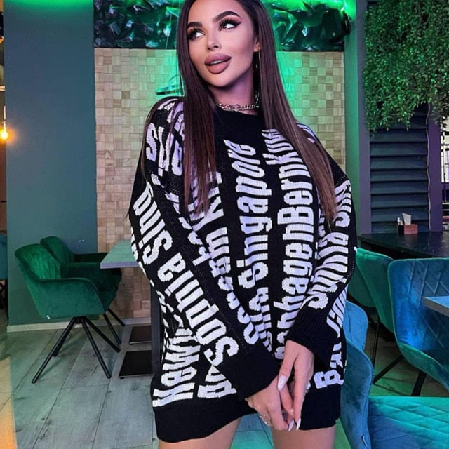 Mini Sweater Dress Oversized Sweater - Sabreeonline