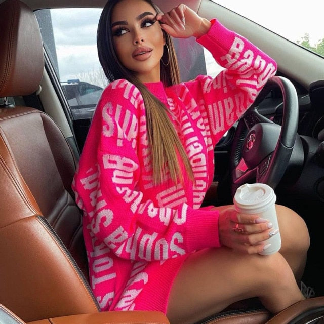 Mini Sweater Dress Oversized Sweater - Sabreeonline