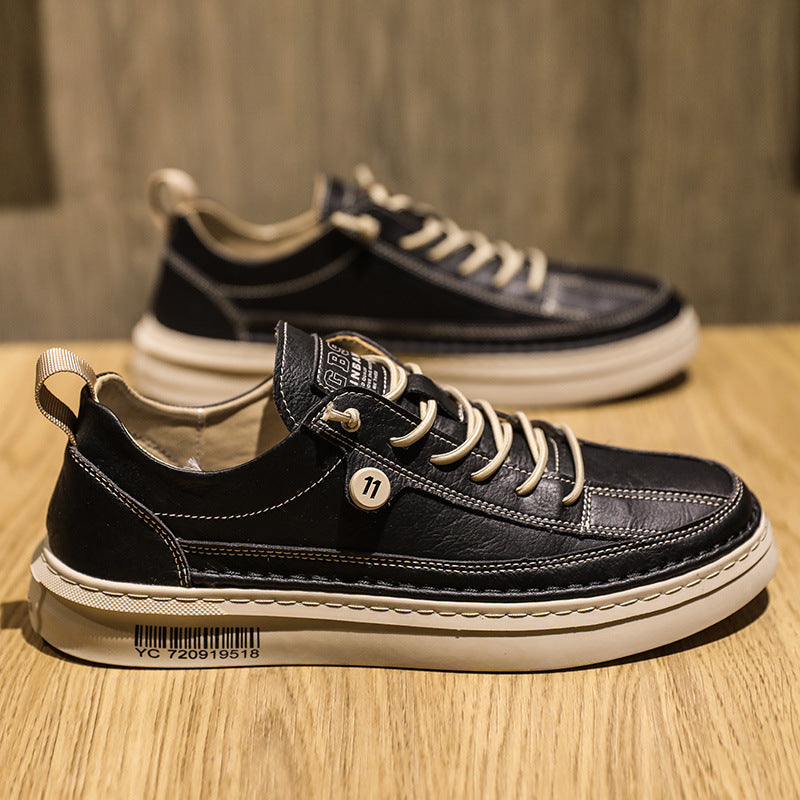 Casual PU Leather Shoe Trend Flats Shoes Waterproof - Sabreeonline