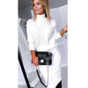 Autumn Knitting Costume Turtleneck Solid Color Pullover Sweater + Slim Skirt - Sabreeonline