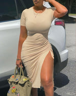 Skinny Short Sleeve Casual Dress - Sabreeonline
