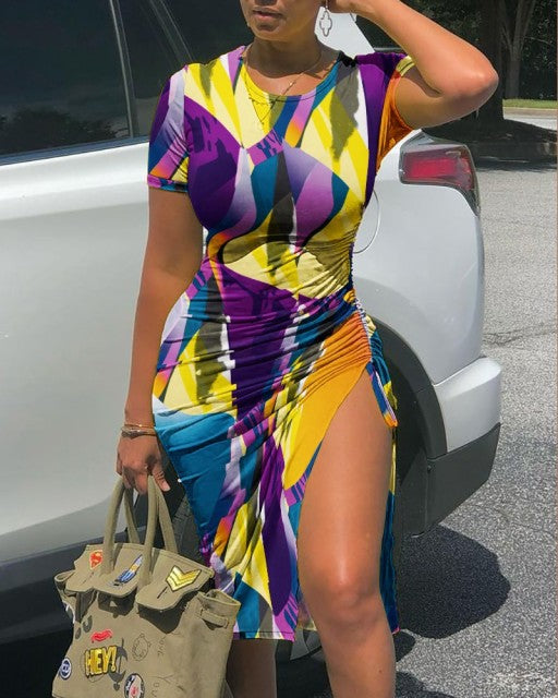 Skinny Short Sleeve Casual Dress - Sabreeonline